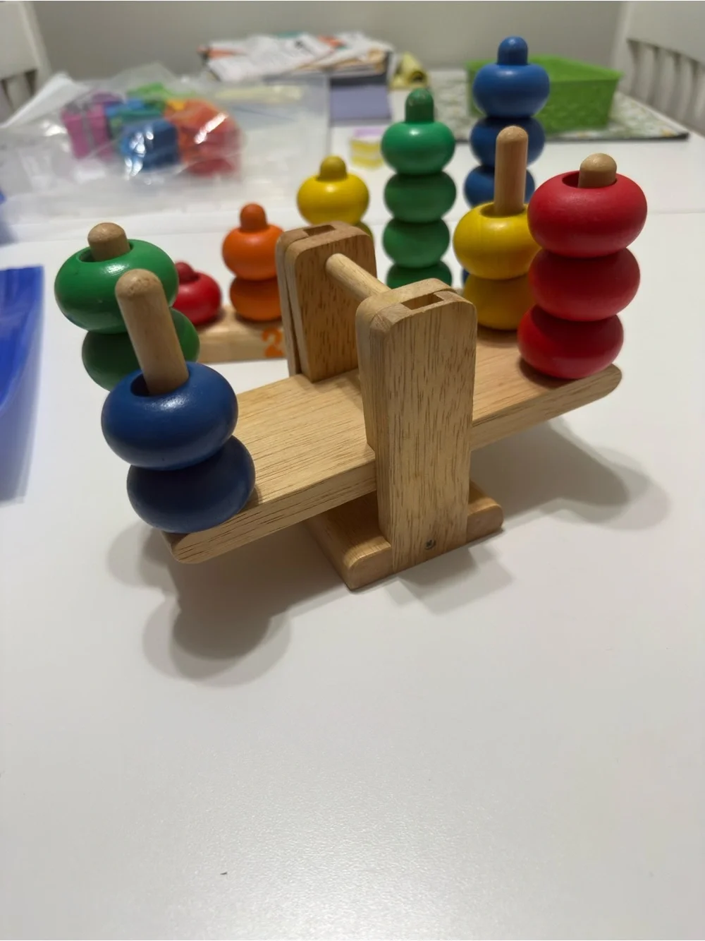Kaplan Wooden Numbered Stacker Toy - Red Orange Yellow Green Blue